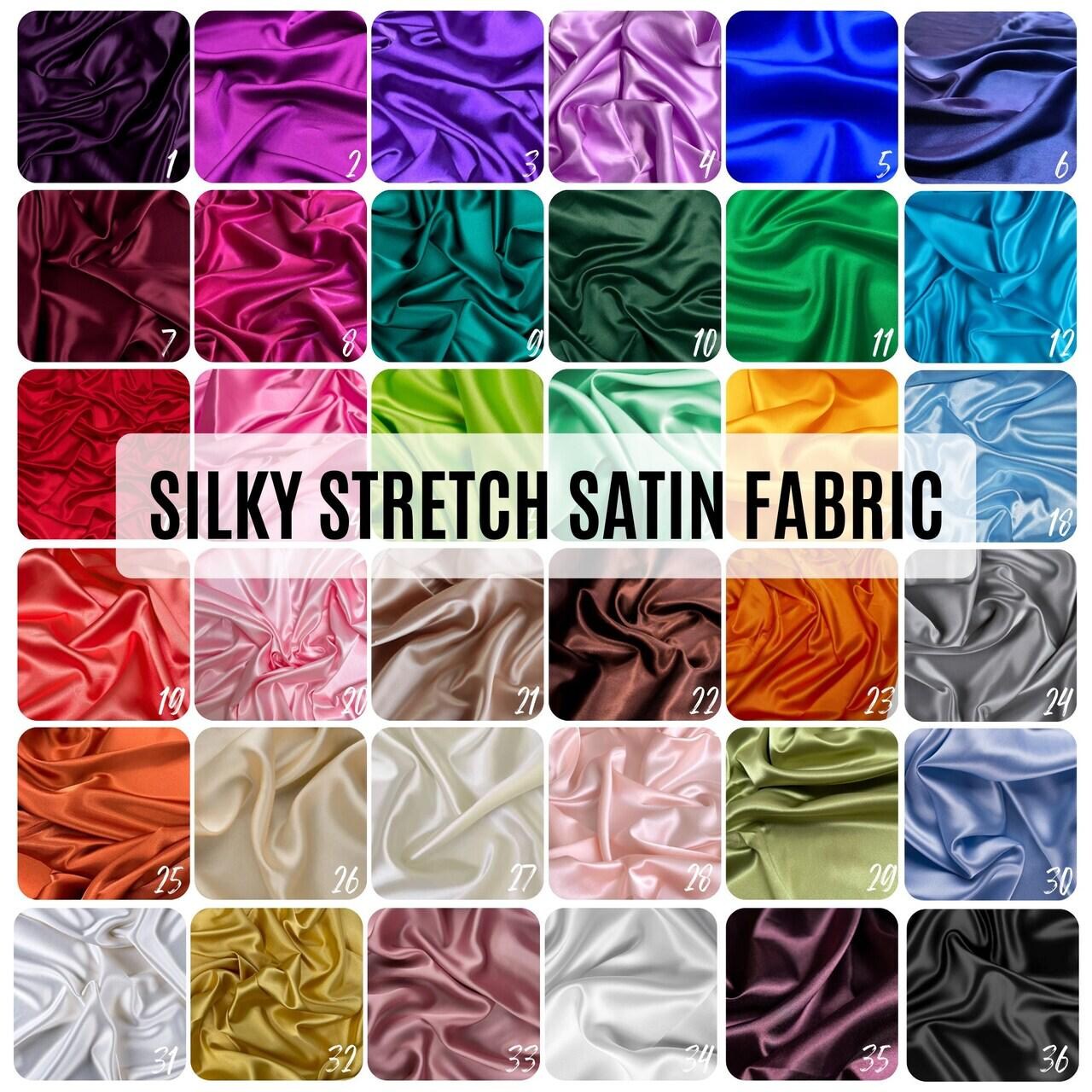 Stretch Charmeuse Satin Fabric by the Yard, 58" Wide Silky Lightweight Satin for Bridesmaid Dresses, Gowns, Lingerie